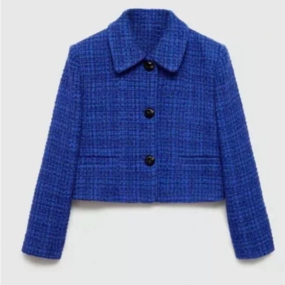 NWT Mango Blue Tweed Blazer